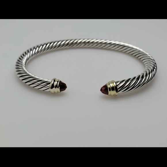 David Yurman Cable Classics Bracelet with Garnet and 14K Gold, 5mm - Picture 2 of 8
